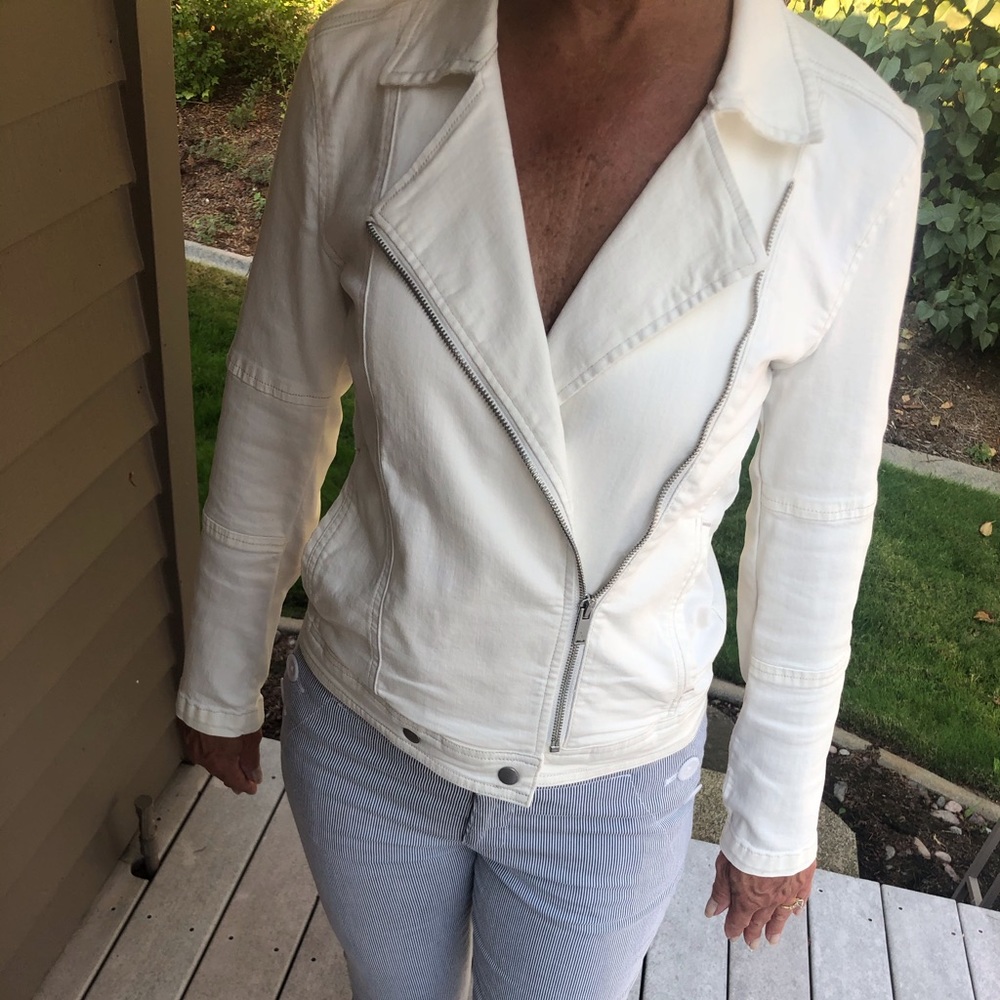 Calvin Klein white denim stretch jacket